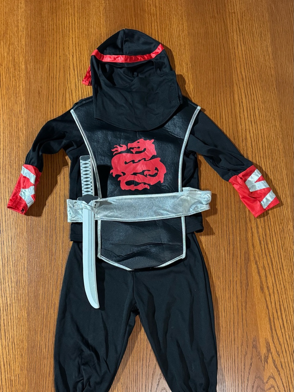 Melissa & Doug Ninja Costume Ages 3-6 Black Red Kids Halloween Dress Up Sword